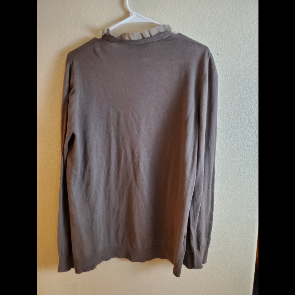 LOFT Ruffled Open Front Chiffon Cardigan - Picture 2 of 4
